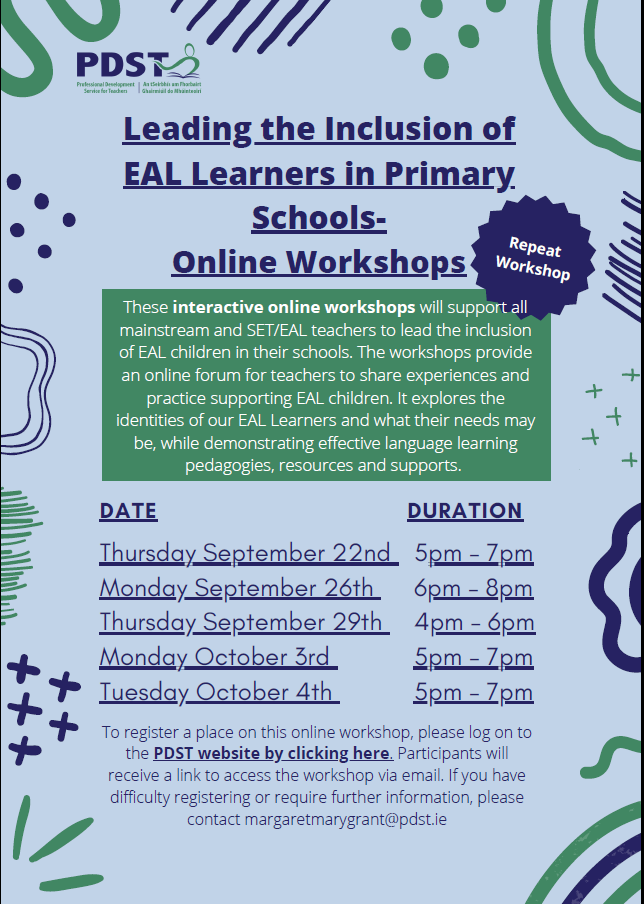 Leading the Inclusion of EAL Learners in Primary schools 22 23 repeat workshops