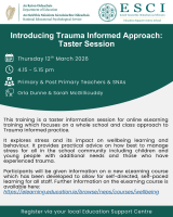 Introducing a Trauma Informed Approach - Taster Session (Repeat) - Primary & Post-Primary Teachers & SNAs