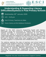 Understanding & Supporting Literacy Difficulties/Dyslexia in Post Primary School - Post-Primary Teachers & SNAs
